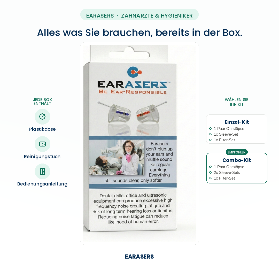 Earasers Ohrstöpsel für Zahnärzte & Dentalhygieniker
